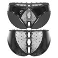 thumbnail image 3 of Lencería de mujer, ropa interior transparente de encaje transparente de retales, bragas de charol de látex, bragas caladas sin entrepierna de cintura baja, 3 of 5