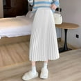 thumbnail image 3 of Dvprdro Women Plus Size A-line Skirts Summer Fashion Medium High Elastic Waist Pleated Satin Skirt Casual Flowy Swing Midi Skirts White Sizes M, 3 of 5