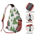 thumbnail image 3 of Sling Backpack,White Christmas Watercolor Tree Pattern Sling Bag with Water Bottle Holder,Waterproof Sling Bag for Men/Women with Headphone Jack for Hiking,Travel, 3 of 6