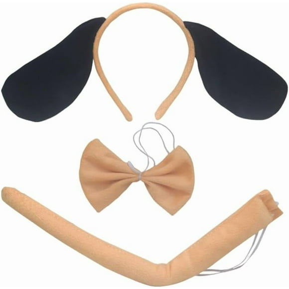 HUGFEGWE Dalmatian Costume Set Dog Ears Headband Bow Tie Tails Kit for Children Halloween Christmas Performing Game Props CJB91-99906
