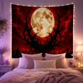 thumbnail image 2 of Full Moon Graveyard Over Cemetery Under Red Sky Spooky Gothic for Gothic Decor Fans Horror Wall Art Halloween Gift Tapestry Wall Hanging for Bedroom, Living Room and Dorm, 2 of 5