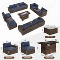 thumbnail image 2 of unmthink 13-Piece Rattan Sectional Patio Furniture Set with Fire Pit Table, 2 Coffee Tables, Blue, 2 of 8