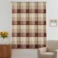 thumbnail image 3 of Brown Plaid Sheer Curtains 45 Inches Long, Modern Abstract Ombre Gingham Checkered Light Filering Curtains, Breathable Simi Curtain Privacy Drapes for Kitchen Bathroom Small Window Treatment, 3 of 9