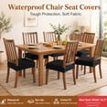 thumbnail image 4 of OKKEEY Waterproof Chair Seat Covers with Velcro Closure, 2Pcs Stretch Slipcovers for Dining Chairs, Removable Seat Cushion Protectors for Kitchen Chairs, Black, 4 of 10