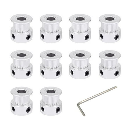 Befenybay 10pcs Silver 2GT Synchronous Wheel 20 Teeth 6.35mm Bore Width 6mm Belt Aluminum Timing Pulley for 3D Printer (20T-6.35B-Silver)