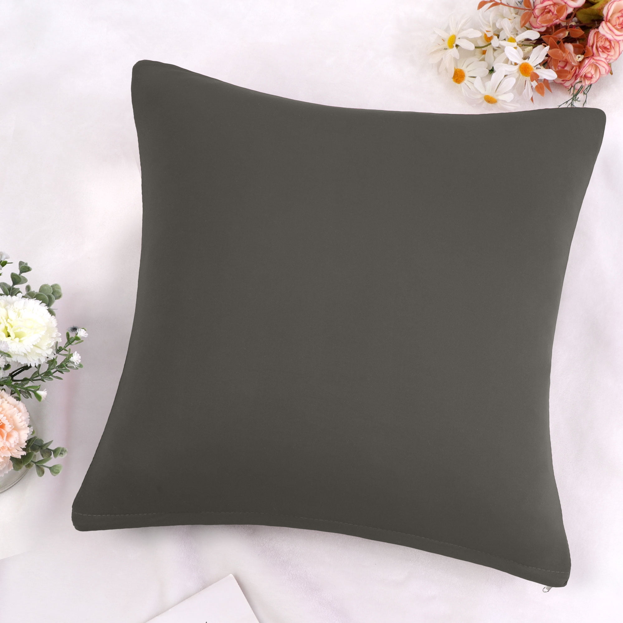 Unique Bargains Solid Decorative Throw Pillow Cover 18" x 18" Gray