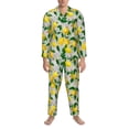 thumbnail image 3 of Hirioo Lemon Seamless Pattern Oil Painting Effect for Men's Pajama Sets 2 Piece Pjs Men's Long-Sleeved Pajama Set Button Down Sleepwear,S-XXL-Small, 3 of 7