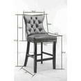 thumbnail image 6 of 2Pcs Velvet Upholstered Barstools with Button Tufted Decoration, Wooden Legs and Chrome Nailhead Trim, Contemporary Leisure Style Bar Chairs, Bar stools, Light Blue, 6 of 10