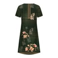 thumbnail image 4 of Dyegold Womens Sundresses Summer Casual Boho Pleated Knee Length Swing Aline Midi Party Beach Dress Floral Print Short Sleeve Sun dresses for Women Plus Crewneck Dresses Vacation, 4 of 5
