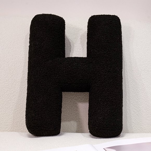 Uuiauoio Black Letter Pillow - Soft Plush Alphabet Throw Pillow, A to Z Decorative Initial Pillow for Couch, Sofa, Bed, Car, Room - Letter Cushions for Home Decor, Gift, Photo Prop