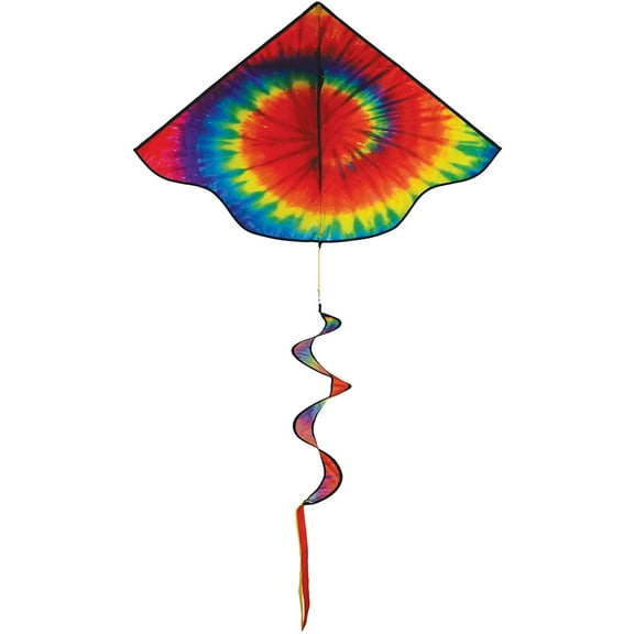 In the Breeze Kites 3326 - Tie Dye Delta Kite with Spinning Tail - Fun, Easy Flying Single Line Kite
