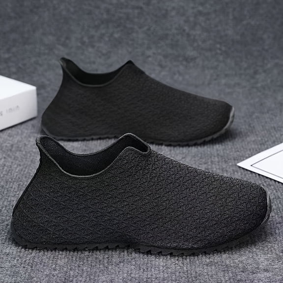 Men'S Breathable Knitted Mesh Slip-On Sneakers with Durable PVC Sole - Lightweight Low-Top Casual Shoes for Running, Hiking, Gym & Outdoor Activities, Hiking Footwear, Sporty Design, Comfortable Fit