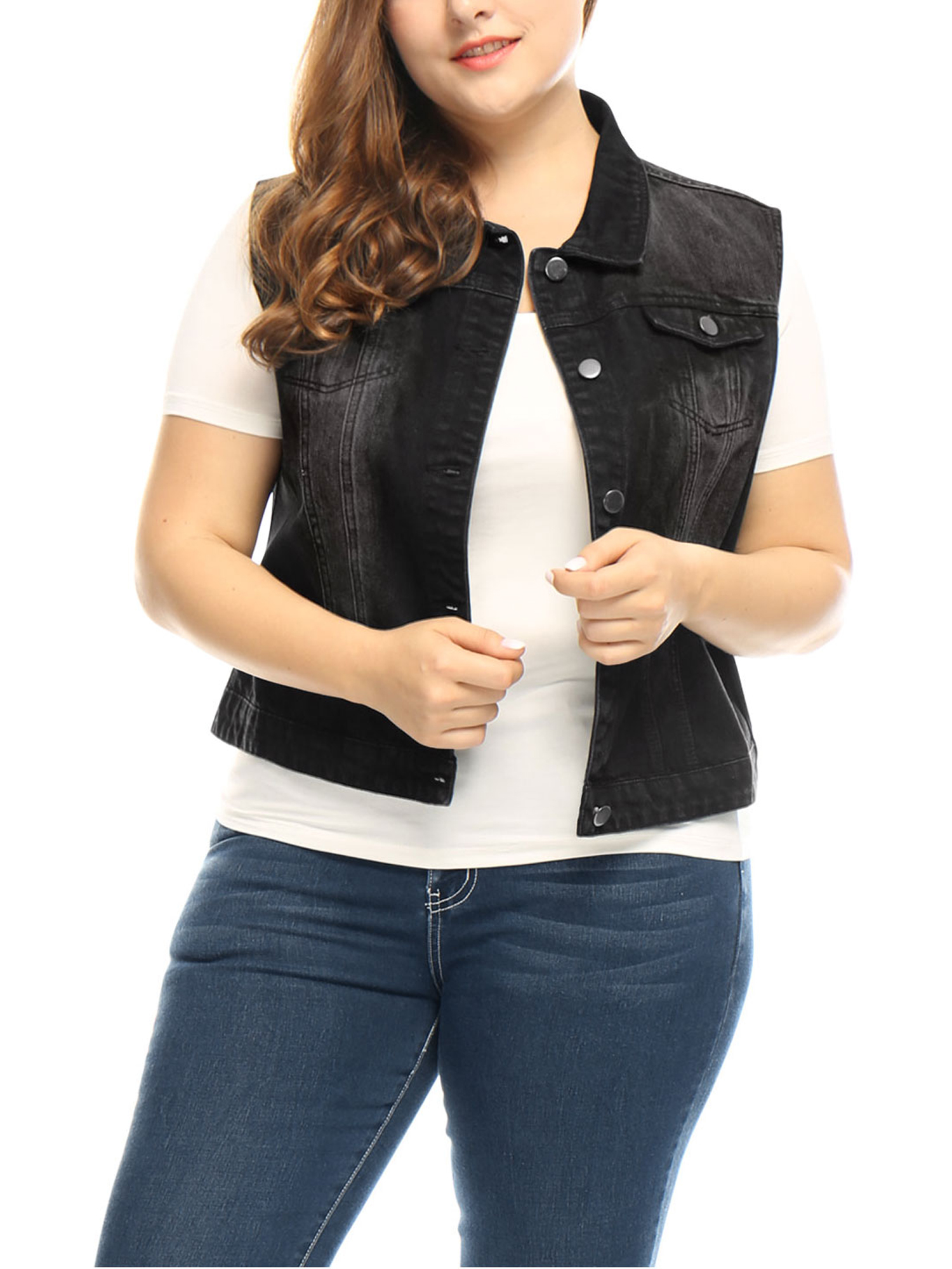 plus size denim vest womens