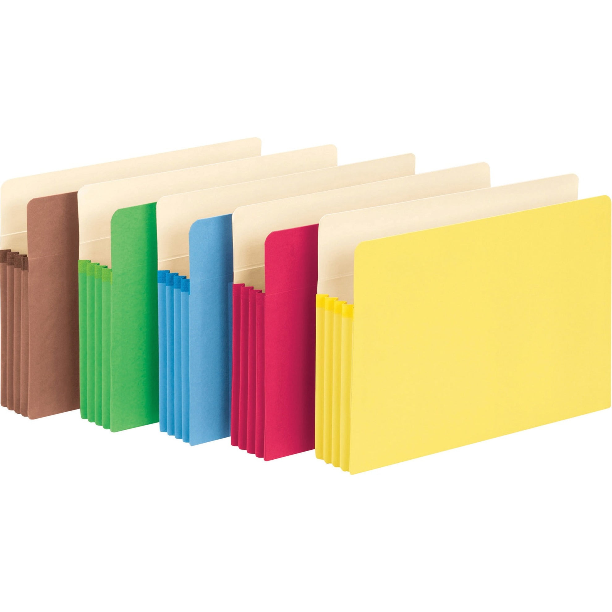 Assorted Colors Smead File Pocket 73892 5 per Pack 3-1/2 Expansion Straight-Cut Tab Letter Size 