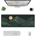 thumbnail image 2 of XL Large Gaming Mouse Pad Abstract Mountain and Moon Full Desk Mat with Stitched Edges, Waterproof NonSlip Base, Perfect for PC Laptop Computer (Green, 31.5 x 11.8 in), Ideal for Gamers, 2 of 6