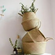 Luxsea Home Seagrass Wickerwork Basket Rattan Foldable Hanging Flower Pot Planter Woven Dirty Laundry Decor Basket