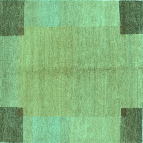 Ahgly Company Indoor Square Abstract Turquoise Blue Contemporary Area Rugs, 8' Square