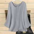 thumbnail image 5 of yoeyez Cotton Linen Tops for Women 3/4 Sleeve Tunic Tops Loose Crew Neck Solid Color T Shirts Dressy Lightweight Business Casual Blouse Gray,M, 5 of 6