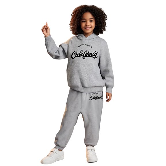 Kids Active Sweatsuit Long Sleeve Solid Tracksuit Pullover Hoodie and Jogger Sweatpants 2 Piece Warm Fall Winter Clothes Boy Clothes 3-4 Years Cute Boy Girl Clothing