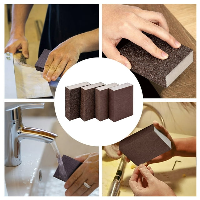 SIfdSeng Lot de 4 Éponges de Ponçage Assortiment de Ponçage Lavable et Réutilisable Éponges de Ponçage et de Polissage Résistantes à l'Usure Ultrafines pour Meubles Brosses de Nettoyage