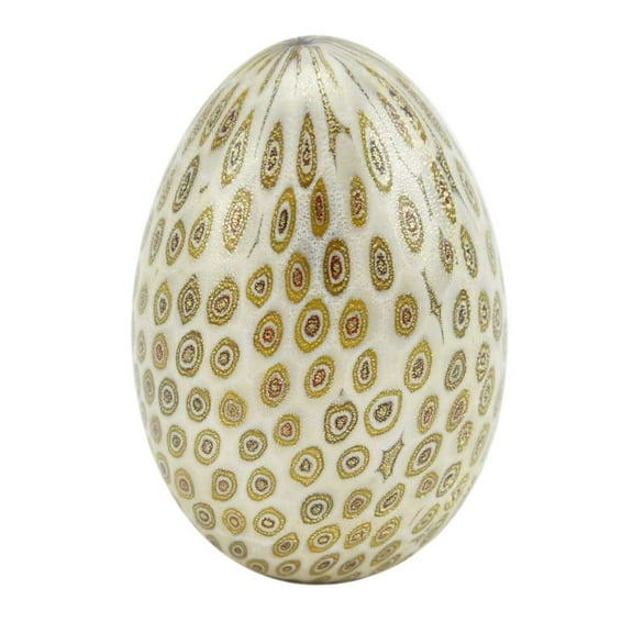 GlassOfVenice Murano Glass Millefiori Egg - Golden Cream