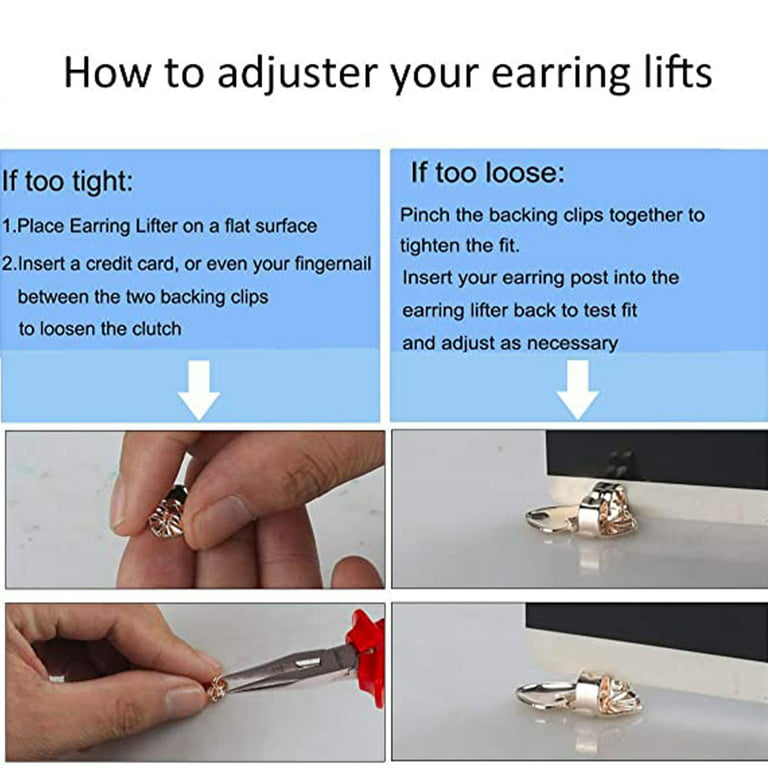 Love Lifters | 3-Pair Earring Backs for Droopy Ears | Earring Lifters | Back Lobe Ear Support | Piercing Ear Lobe Back Lift | Silver or Gold Plated