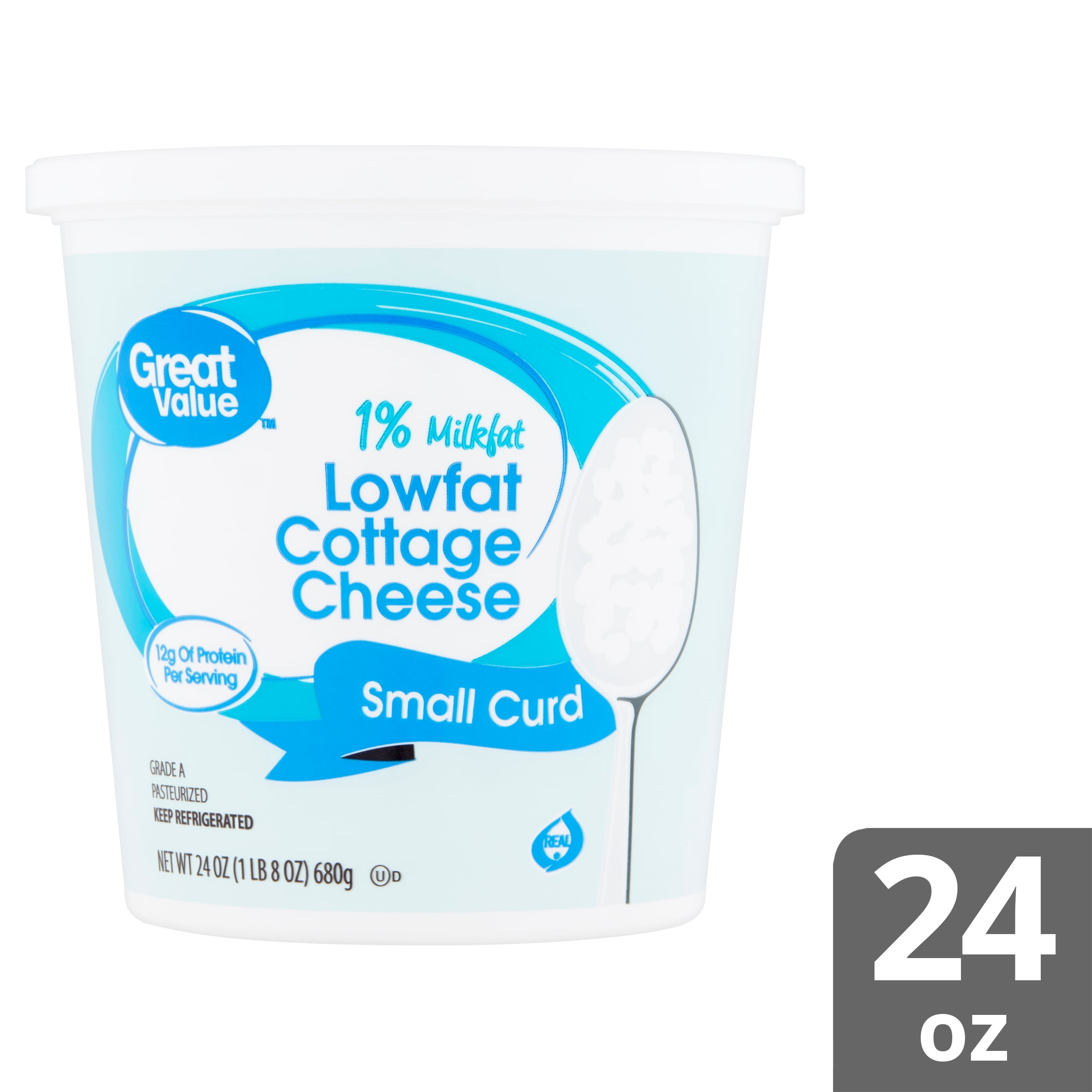 Great Value 1 Milkfat Lowfat Small Curd Cottage Cheese 24 Oz