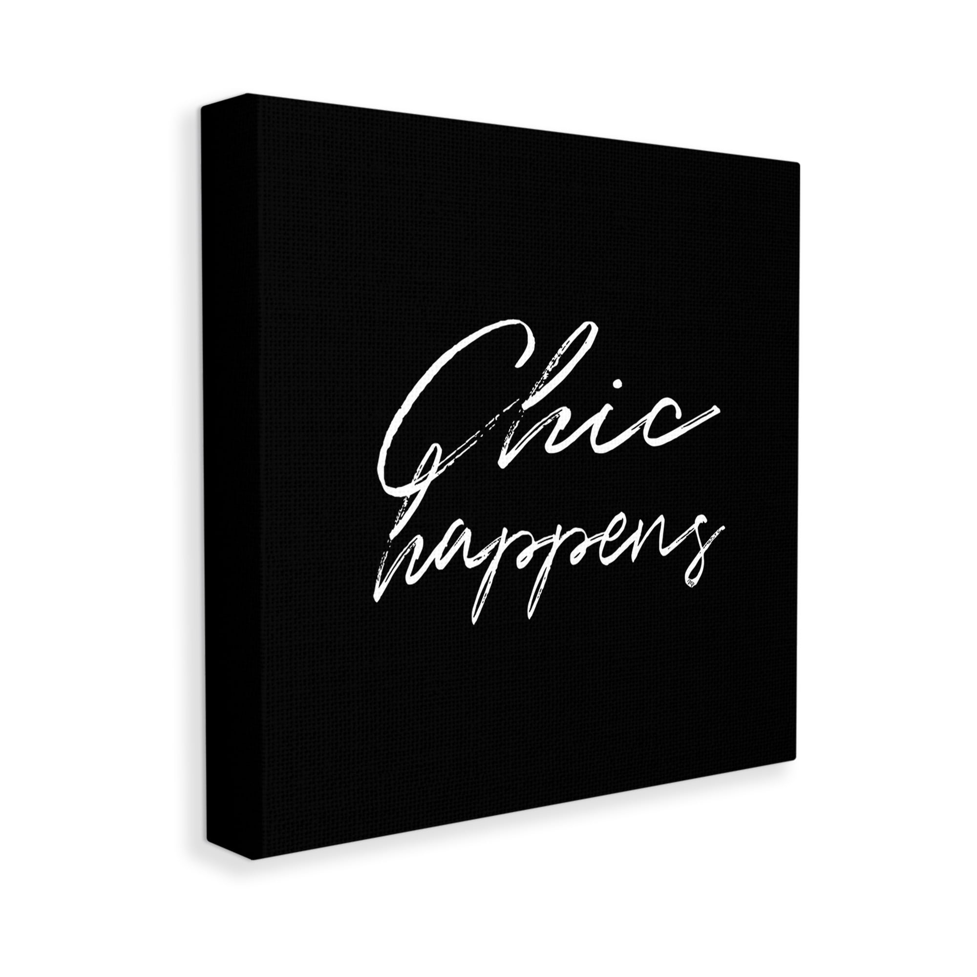 Stupell Industries Chic Happens on Black Beauty & Fashion Painting Gallery Wrapped Canvas Art Print Wall Art, 24 x 24