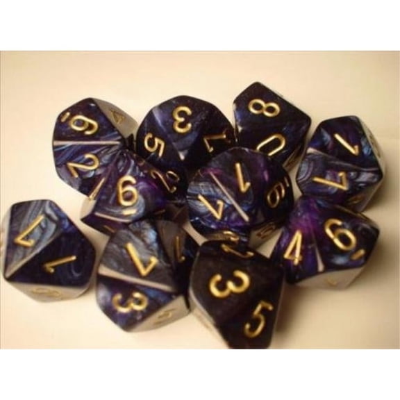 Chessex Dice Sets: Scarab Blue with Gold - Ten Sided Die d10 Set (10)
