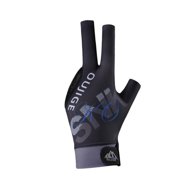 Guante de billar de 3 dedos, guante deportivo profesional para adultos, ligero Negro Gris