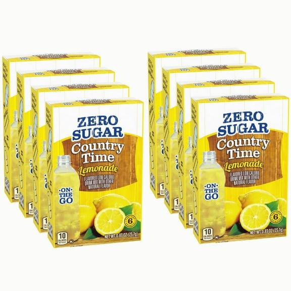 Country Time Lemonade Drink Mix | Zero Sugar | Low Calorie | 8 Boxes | Packets Total