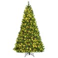 thumbnail image 1 of Costway 8ft Pre-lit Hinged Artificial Christmas Tree w/ Pine Cones & Red Berries, 1 of 10