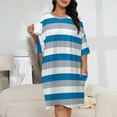 thumbnail image 2 of Gray Blue And White Stripes Sleepshirts For Sleeping Travels Loose Sleepdress Pajama Dress Soft Nightdress Sleepwear, 2 of 7
