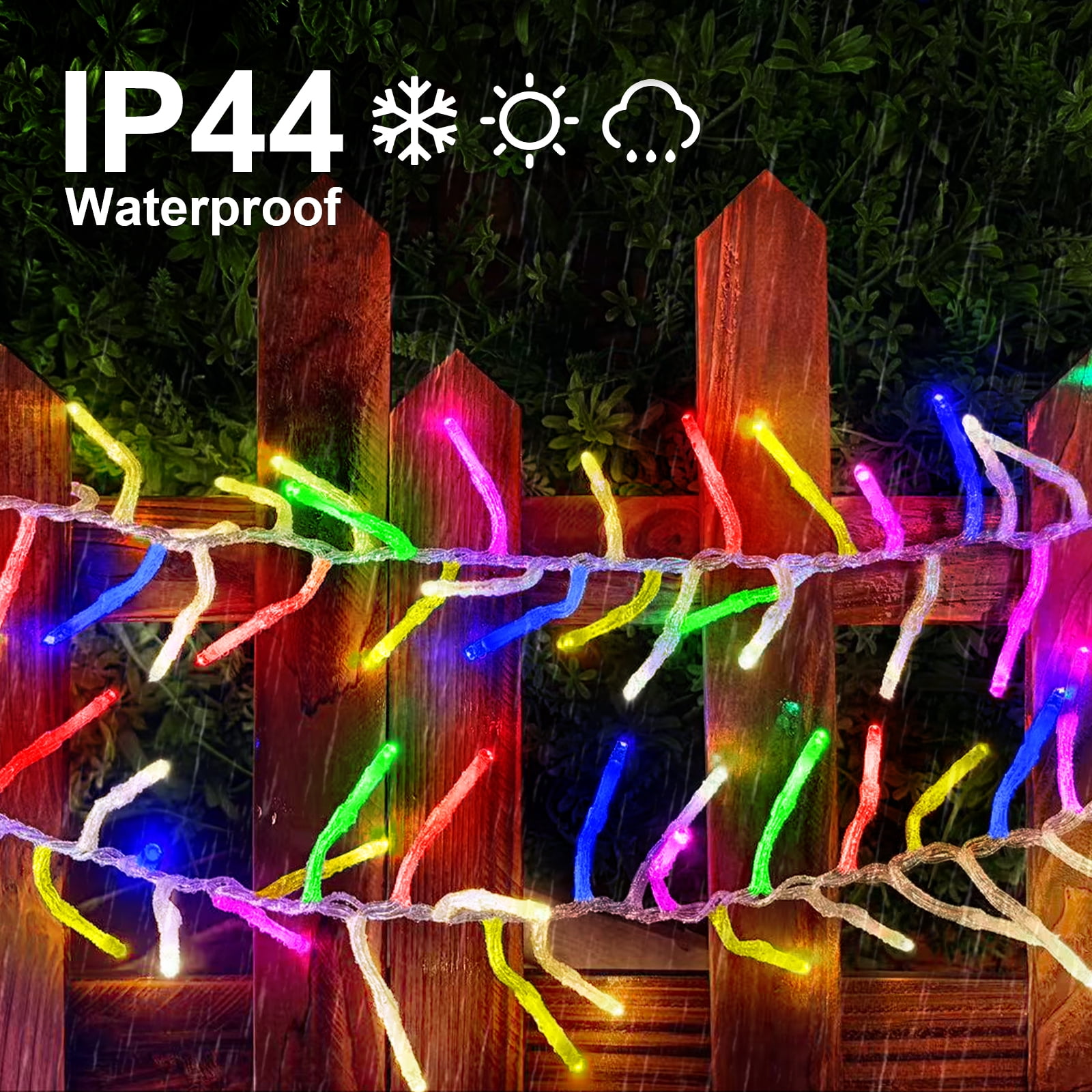 Christmas Mini Tree Lights Outdoor Cluster Light, 1000 LED Firecrackers String, 16 Modes Timer Remote Waterproof Plug in Twinkle Fairy Lights for Garland Window Party（Multicolor and Warm White）
