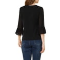 thumbnail image 3 of Allegra K Women's 3/4 Puff Flared Sleeve Tops Bow Tie Collar Chiffon Blouses, 3 of 6
