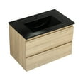 thumbnail image 4 of Modern 30" Bathroom Vanity With Black Ceramic Sink. , 2 Drawers, Oak. Functional Piece Basin. Spacious Storage, 4 of 7