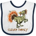 thumbnail image 3 of Inktastic Clever Turkey Thanksgiving Dinosaur Boys or Girls Baby Bib, 3 of 4