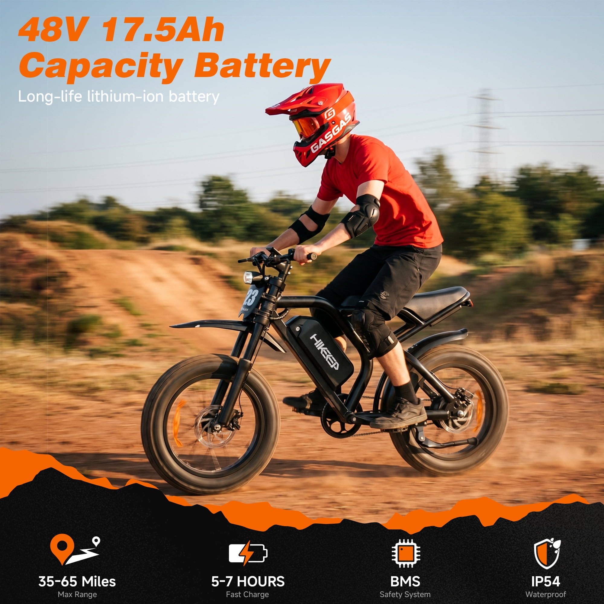 20" Fat Tire Electric Bike for Adults, 1500W Peak Dirt Ebike, 48V 17.5Ah Battery, Electric Mountain Bike for Men, UL2849