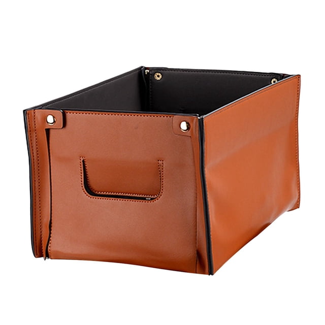 Caja de Almacenamiento de Cuero, Plegable, Creativa, Estilo Nórdico, Decorativa, Organizador, Contenedor de Almacenamiento Grande para Cajón de naranja Sunnimix Cesta de almacenamiento