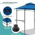 thumbnail image 4 of COBANA Grill Gazebo 8’ by 5’ Outdoor Patio Backyard BBQ Grill Shelter Double Tiered Soft Canopy Top with Steel Frame and Bar Counters, Blue, 4 of 7