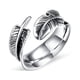thumbnail image 2 of Anillo de plumas Jadeshay anillo de dedo de Acero de titanio con forma de pluma Plata 8# 9# 10#, 2 of 8