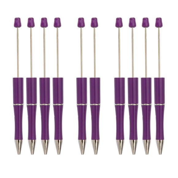 10 bolígrafos para manualidades con cuentas, tinta negra, para la escuela, la oficina, suministros de escritura, cuentas violetas