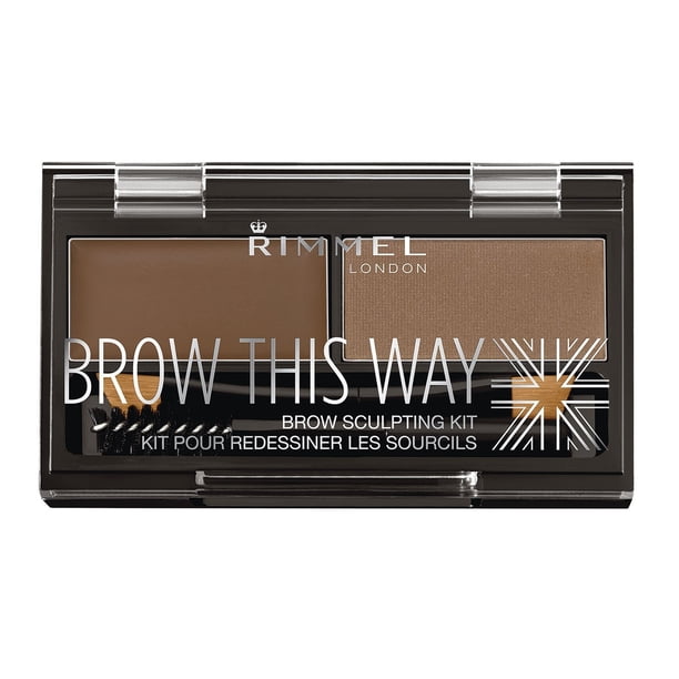 Rimmel Brow This Way Sculpting Kit, Medium Brown, Powder 0.04 oz., Wax 0.03 Oz, Brow Sculpting