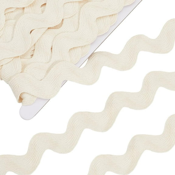 1.38 inch/35mm Cotton Rick Rack Trim for Sewing 10 Yards RIC Rac Rickrack Lace Wave Ribbon Floral White Zig Zag Wave Bending Fringe Lace Trim S Shaped Woven Fabric for DIY Crafts White