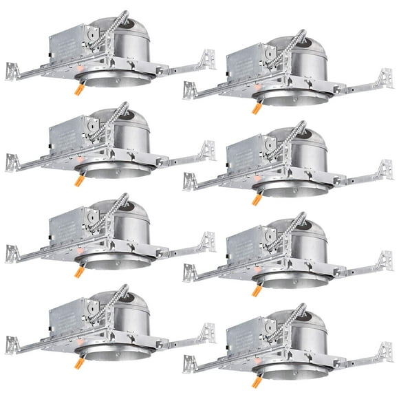 TORCHSTAR 8-Pack 6 Inch Shallow New Construction Recessed Lighting Housing, IC Rated & Air Tight Ceiling LED Downlight Can with J-Box, ETL Listed Slim/Narrow Can Light Housing, TP24 Connector