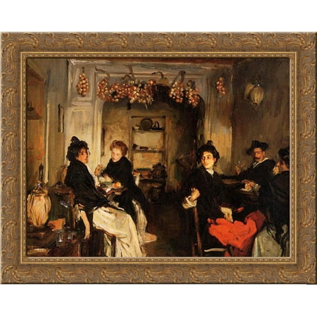 Venetian Wineshop 23x20 Gold Ornate Wood Framed Canvas Art by Sargent, John Singer