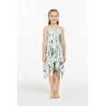 thumbnail image 2 of Girl Gypsy Uneven Bottom Hawaiian Luau Dress in Wispy Cereus Light Blue Size 4, 2 of 5