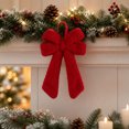thumbnail image 6 of Red Flocked Bow Christmas Ornament with Velvety Soft Touch – Perfect for Tree, Wreath, and Door Decor, 6 of 6