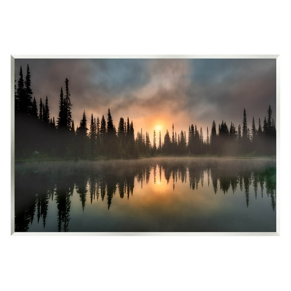 Stupell Industries Mysterious Lake Reflection Sunset Forest Photograph Unframed Art Print Wall Art, Design by Dennis Frates