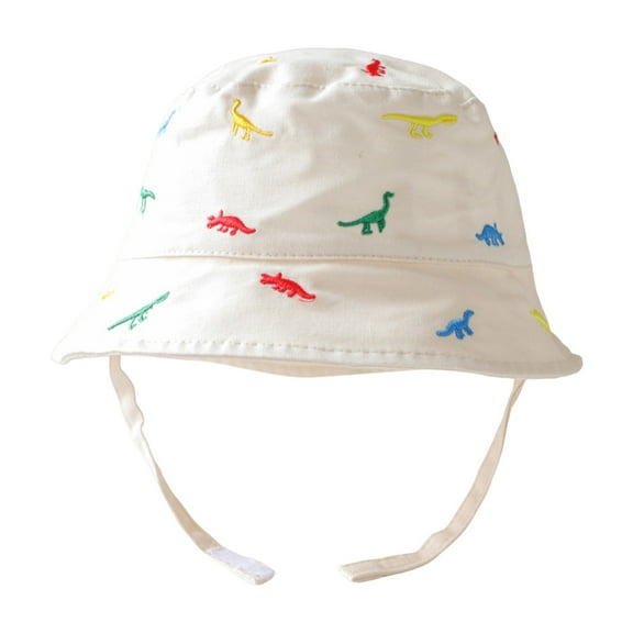 Zanarzt Baby Sun Hat for Boy Girl Toddler Kids Adjustable Chin Strap Sun Hats Summer Spring Sun Hat Cartoon Embroidery Outdoor Beach Bucket Cap Beige,One Size
